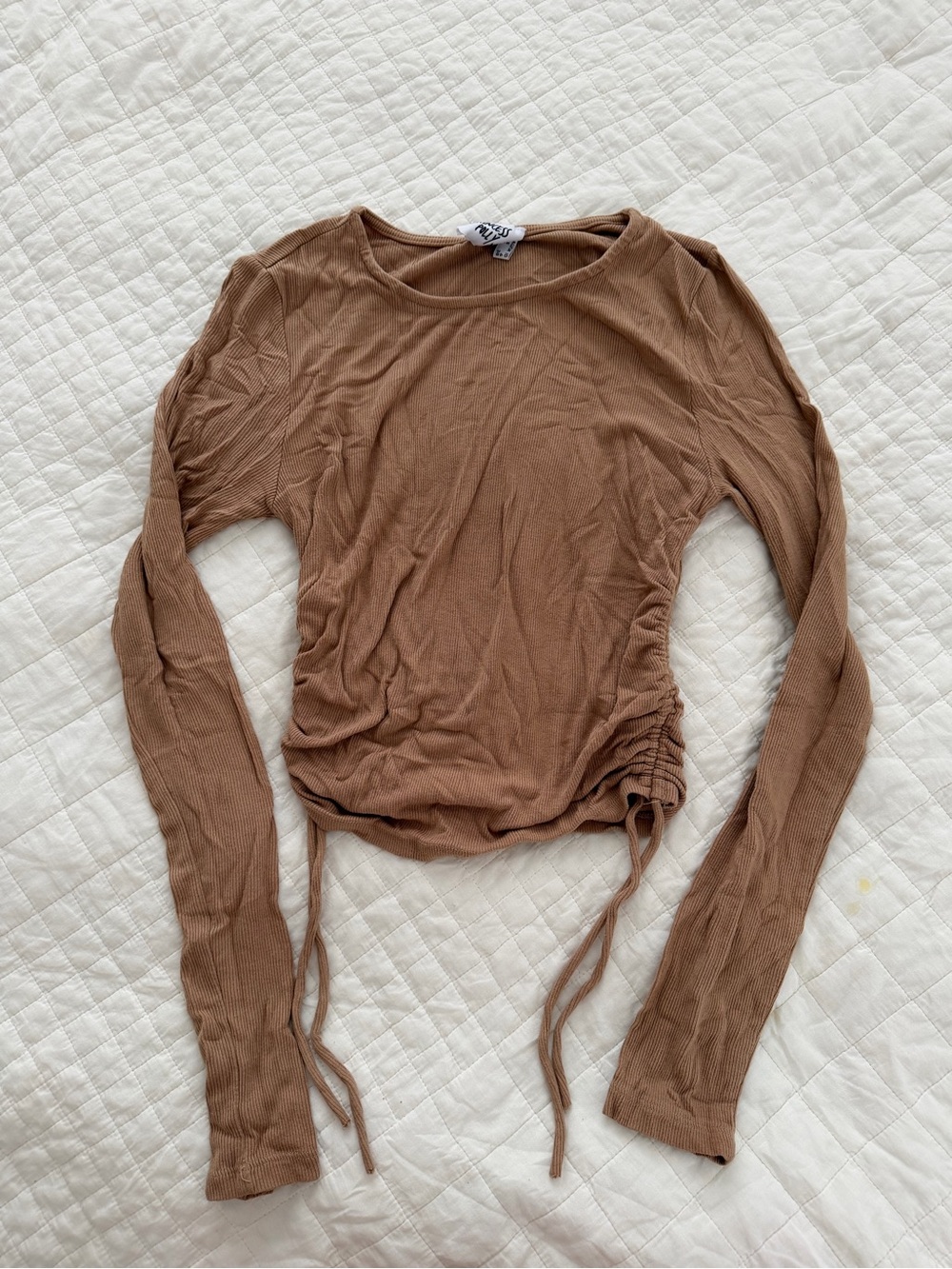 Princess Polly Brown Ruched Drawstring Long Sleeve Top